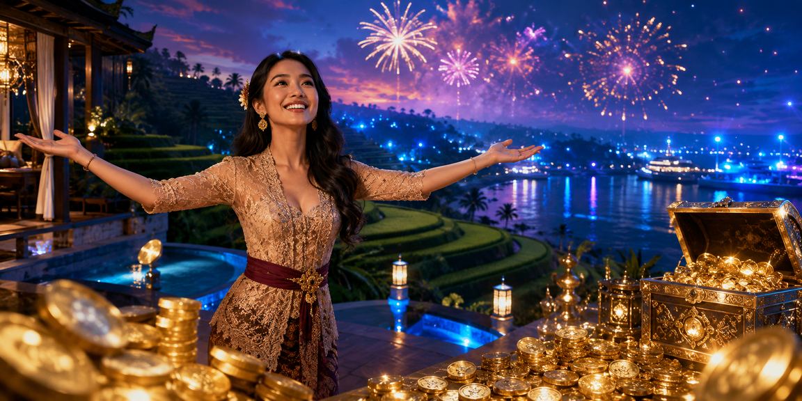 Suasana VIP premium di tepi pantai dengan bonus eksklusif dan dekorasi mewah bernuansa malam