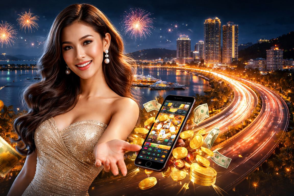 Pengguna mengakses platform kasino mobile dari smartphone dengan antarmuka yang modern dan jelas