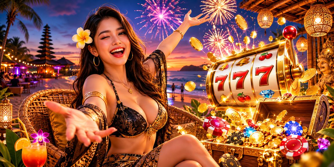 Permainan slot online dengan latar pantai tropis yang cerah dan warna-warni