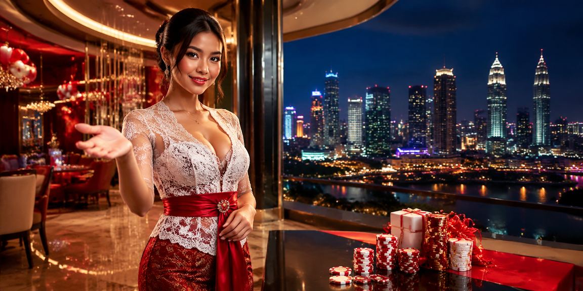 Festival taruhan olahraga yang ramai dengan layar besar menampilkan pertandingan sepak bola