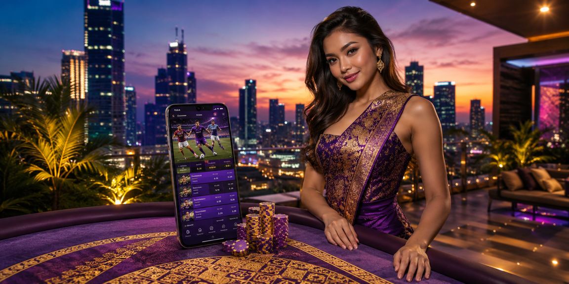 Pemain muda menikmati sports betting dari smartphone dengan tampilan modern